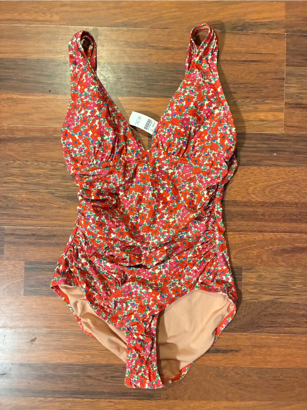 J. Crew Red Floral One-Piece Swimsuit